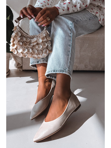 Бежови балеринки Nelisa от еко кожа