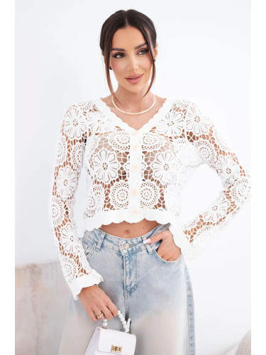 Дамски летен пуловер Kesi с копчета, черен