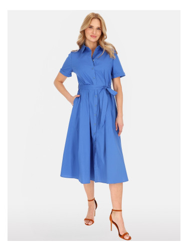 Дамска памучна миди рокля с копчета