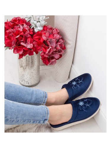 Дамски чехли в естествен стил, тъмносини