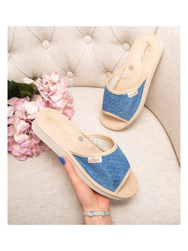 Дамски чехли NS-116 синьо-бежови