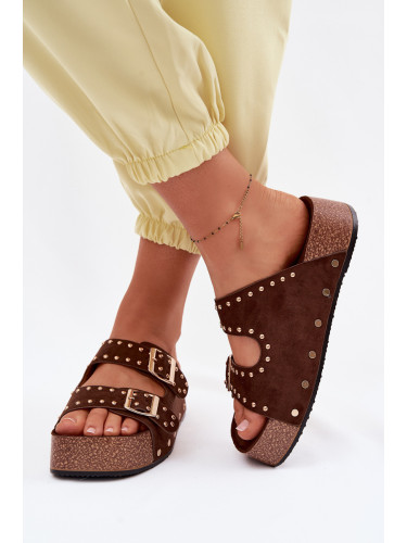 Дамски джапанки с катарами, цвят Шоколад Ледира