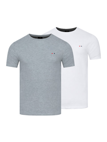 Мъжка тениска Starlee - бяло-сива, комплект от 2 броя