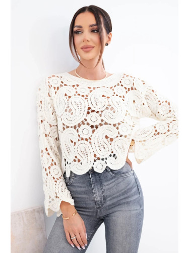 Дамски летен плетен пуловер с копчета