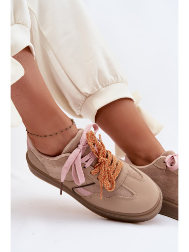 Дамски маратонки Boto с двойни връзки, светлокафяви