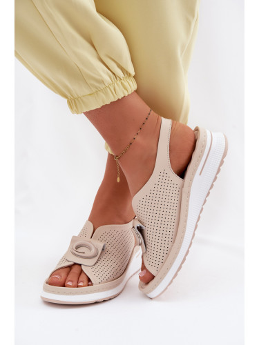 Дамски сандали EVENTO от естествена кожа с декоративни детайли