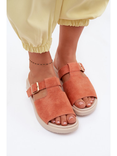 Дамски сандали Boto от велур с платформа и златна катарама