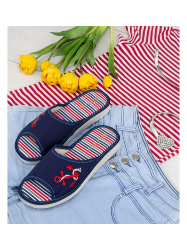 Дамски чехли Natural Style NS-095 Тъмносини райета