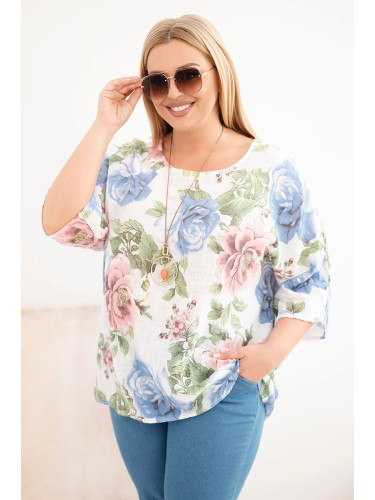Дамска блуза с големи размери Kesi Włoski с флорален мотив
