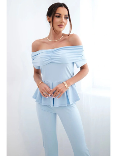 Елегантен дамски комплект с блуза и панталон