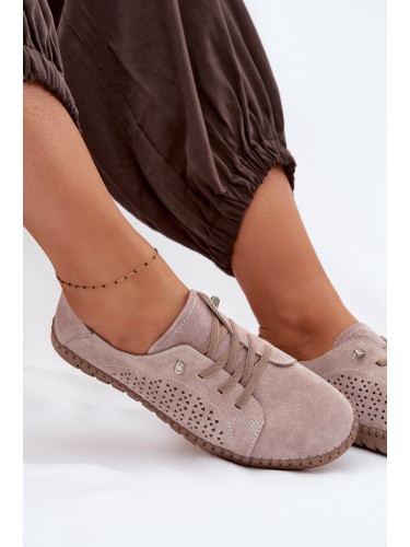 Дамски мокасини Evento от естествена кожа, бежови