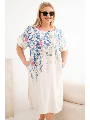 Италианска рокля с къс ръкав Kesi с големи размери