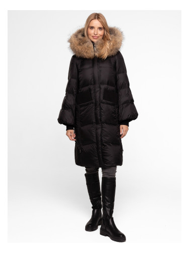 Дамско ватирано пухено яке с козина