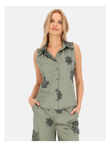 Дамска елегантна блуза без ръкави с кристали