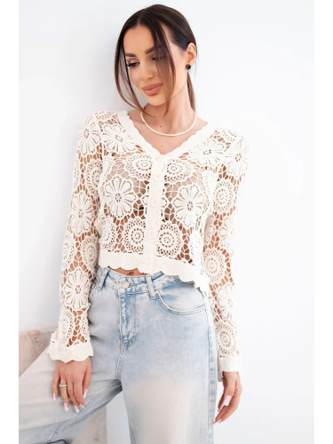 Дамски летен пуловер Kesi с копчета, черен