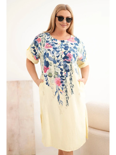 Дамска рокля от вискоза с големи размери и къс ръкав