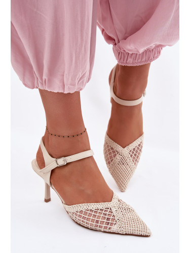 Бежови сандали на ток Boto Idira