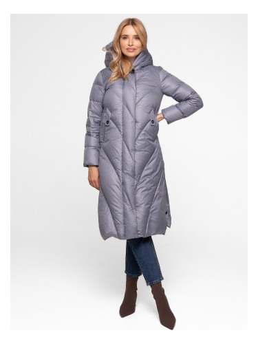 Дамско дълго палто с диагонални шевове