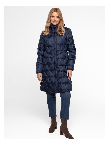 Дамско ватирано изолирано яке с качулка, тъмносиньо