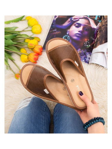 Дамски чехли Natural Style NS-112 кафяво-бежови