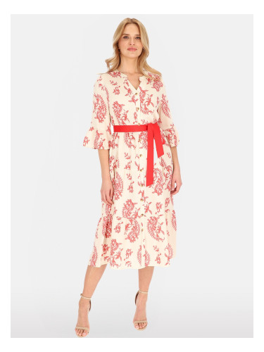 Дамска рокля с щампа и копчета