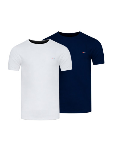 Starlee - Мъжка тениска, комплект от 2 броя, бяла и тъмносиня