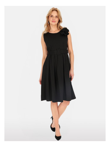 Дамска рокля без ръкави, миди кройка с брошка PERSO