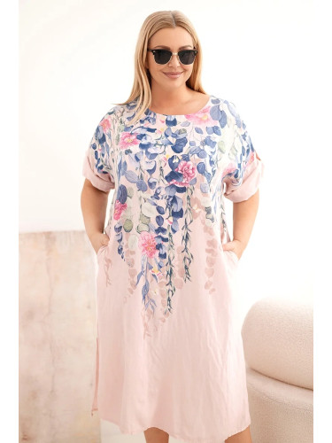 Дамска рокля с големи размери и къс ръкав