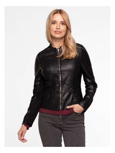 Дамско яке от изкуствена кожа с платнени вложки