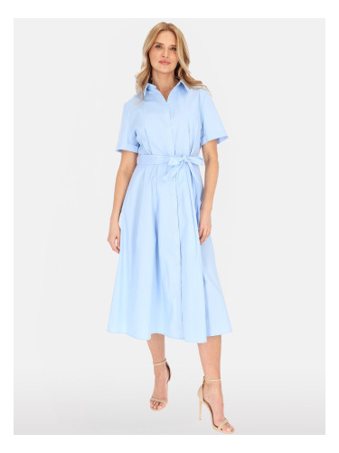 Дамска памучна миди рокля с копчета