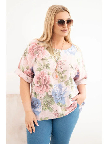 Блуза Kesi plus size с къс ръкав, флорален принт