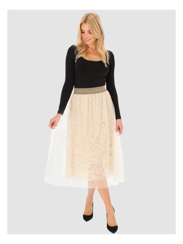 Дамска миди пола PERSO от дантела с подплата