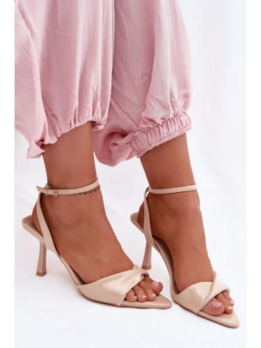 Дамски бежови сандали на висок ток Sedira
