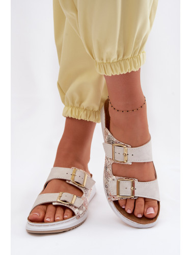 Дамски бежови джапанки с катарами Inblu