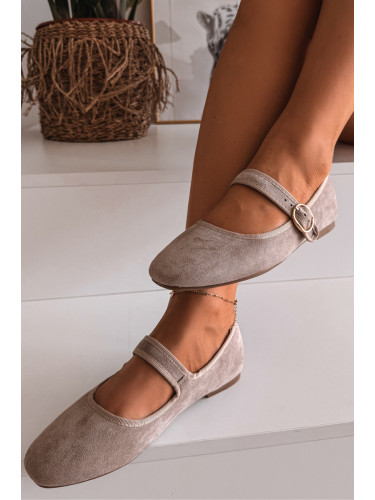 Бежови балерини Kelisa с презрамка