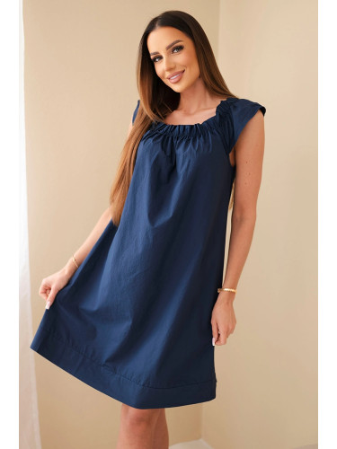 Синя рокля Kesi с плисирано деколте