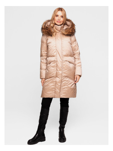 Дамско ватирано яке с естествена кожа