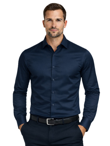 Espada - Мъжка риза с нормална кройка - Тъмносиня