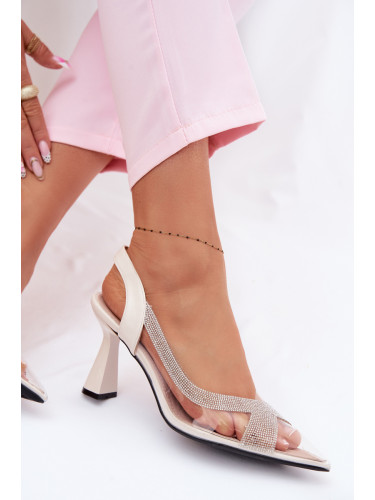 Прозрачни сандали с кристали Vinceza