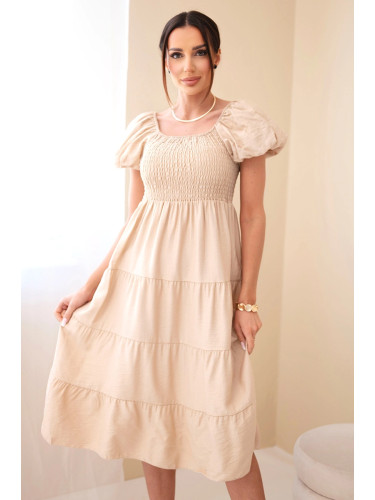 Дамска рокля от вискоза в цвят каки Kesi