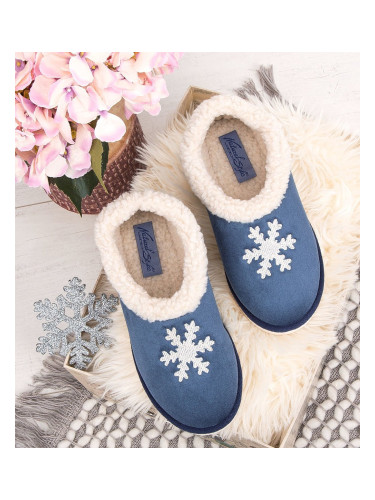 Дамски чехли Natural Style NS-081 синьо-бежови