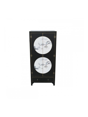 Шкаф DKD Home Decor 85,5 x 50,5 x 186,2 cm Ела Черен Дървен MDF