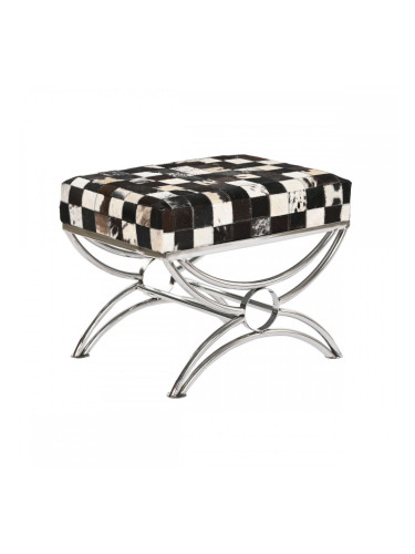 Табуретка DKD Home Decor Кафяв Сметана Сребрист Тъмно сив Стомана 53 x 40 x 43 cm