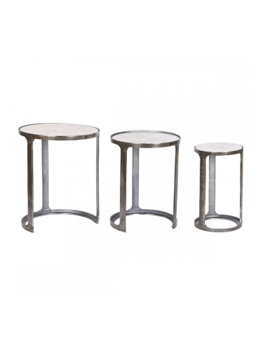 Комплект от 3 маси Home ESPRIT Бял Сребрист 45 x 45 x 56 cm