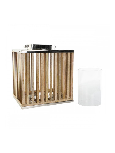 Поставка за свещ DKD Home Decor Кафяв Сребрист Естествен Кристал Дърво манго 31 x 31 x 35 cm
