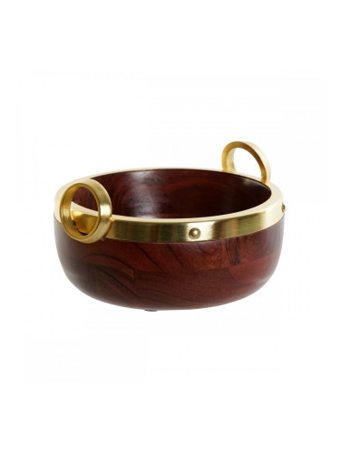 Купа Home ESPRIT Кафяв Златен Алуминий Aкациево дърво 19 x 17 x 10 cm