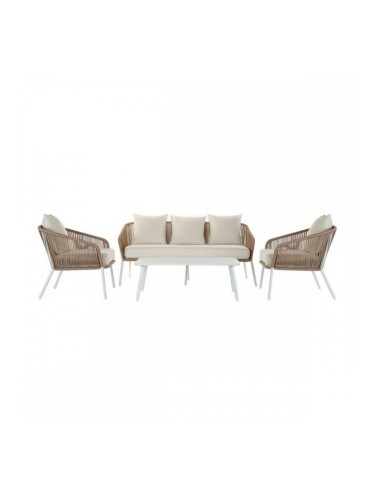 Комплект от диван и маса DKD Home Decor MB-179038 Градина Бежов Метал Алуминий Въже 151,5 x 72 x 70 cm (4 pcs)