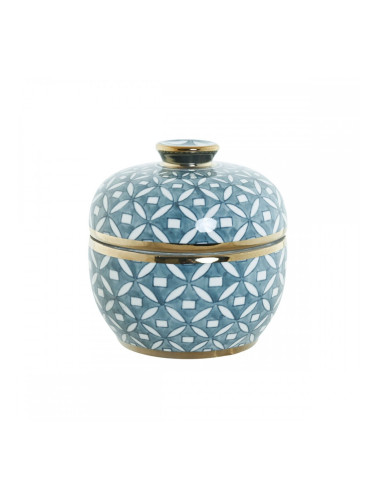 Китайска ваза Home ESPRIT Син Златен Алуминий Порцелан 15 x 15 x 15 cm