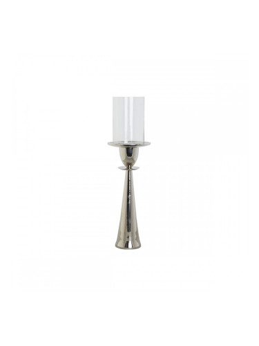 Поставка за свещ DKD Home Decor Сребрист Алуминий Кристал 14 x 14 x 48 cm