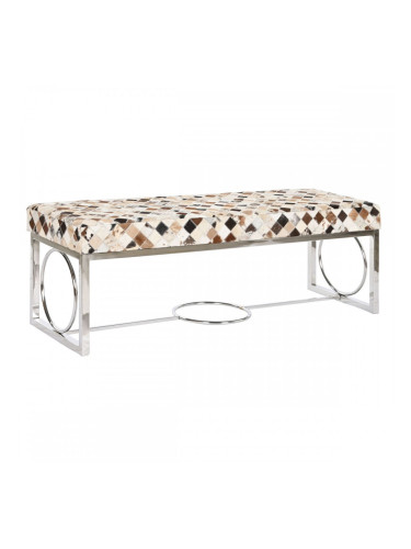 Табуретка DKD Home Decor Кафяв Бежов Сребрист камила Стомана 122 x 41 x 44 cm